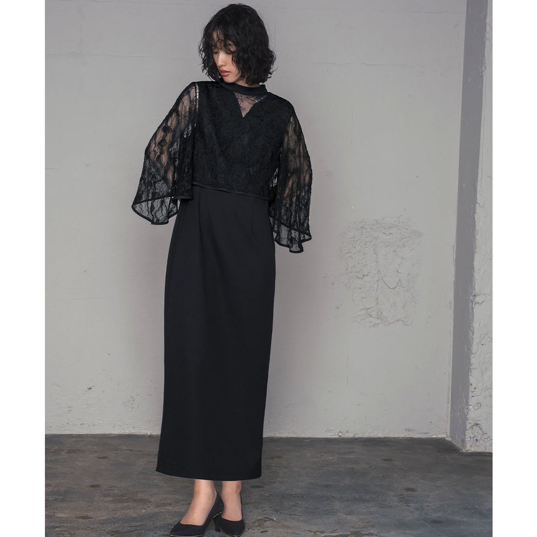 ガール GIRL 【3WAY 着回しを楽しめる】レース ケープ Iライン ロング