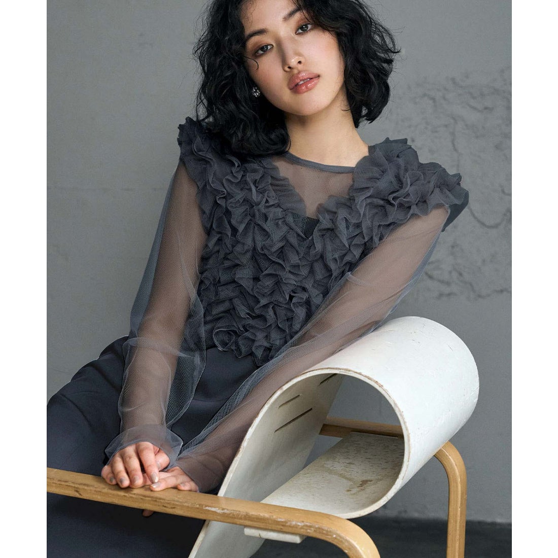 ガール GIRL 【身長別画像あり】チュール フリル ベスト シアー