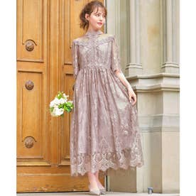 ガール GIRL 総レースハイネックスカラップ フレア ロング 結婚式