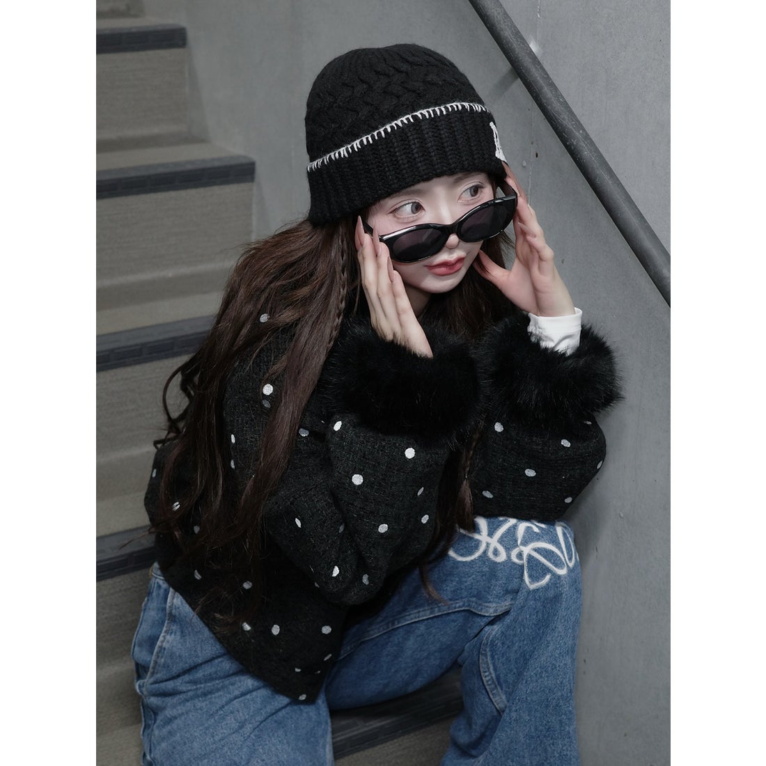 ダーリッチ Darich DDロゴバスケットニットビーニー （ブラック