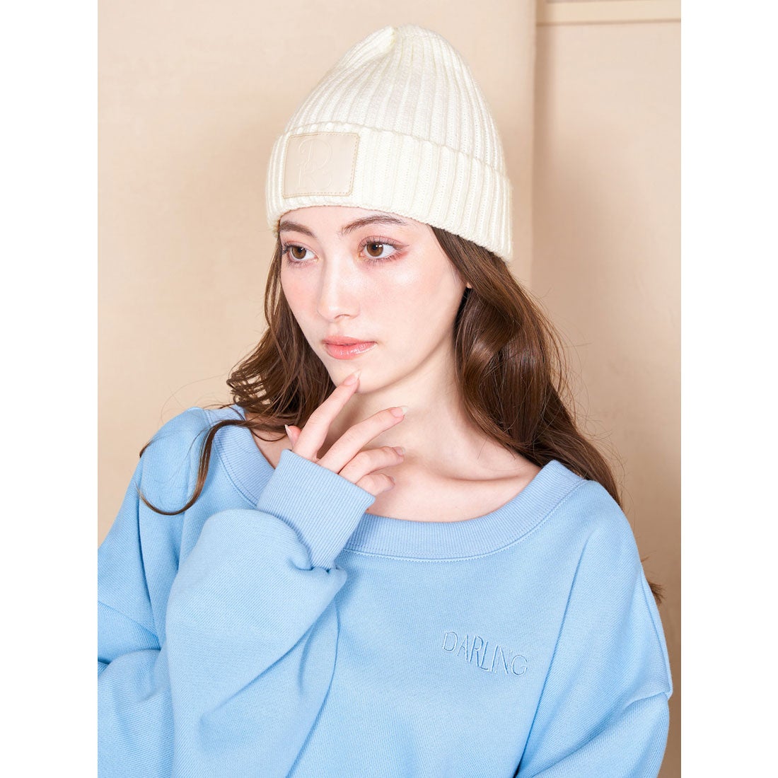 ダーリッチ Darich レザーパッチニットビーニー （ブラック