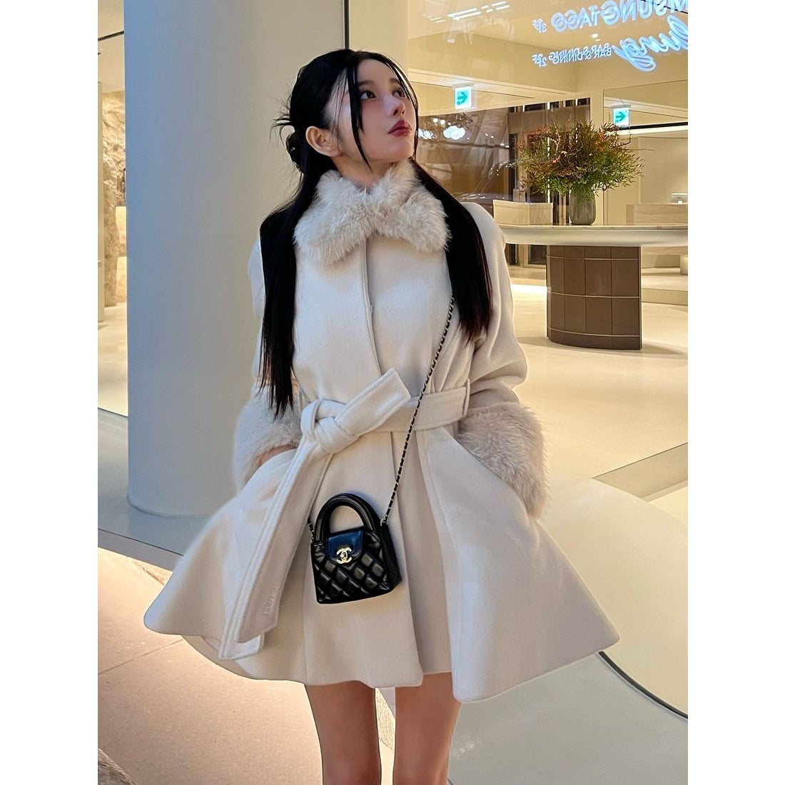 ダーリッチ Darich ウエストベルトメルトンコート （アイボリー