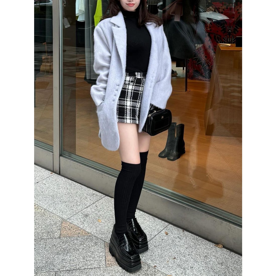 ダーリッチ Darich シャギーオーバージャケットコート （サックス