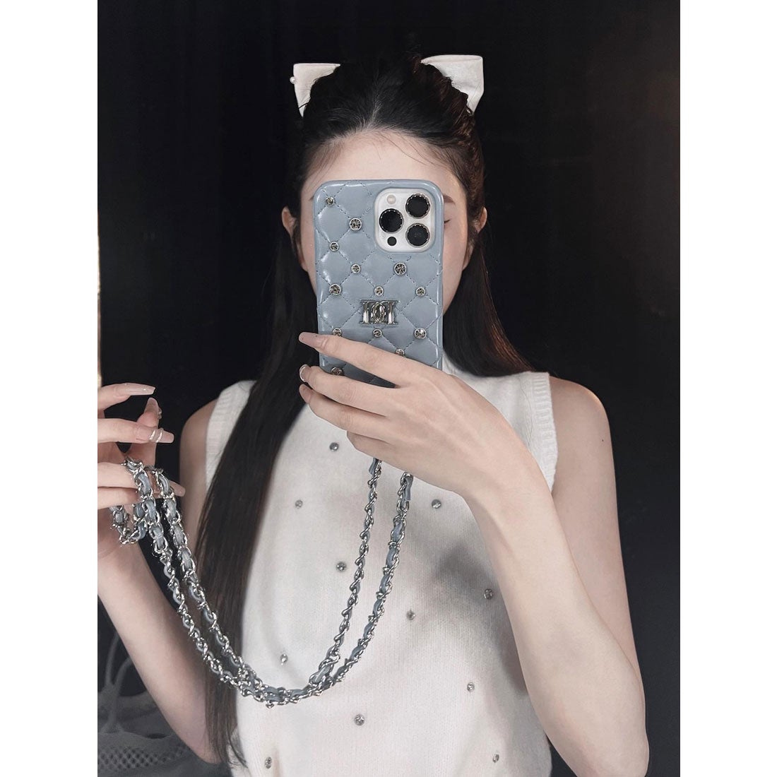 ダーリッチ Darich キルティングビジューiPhoneケース （サックス