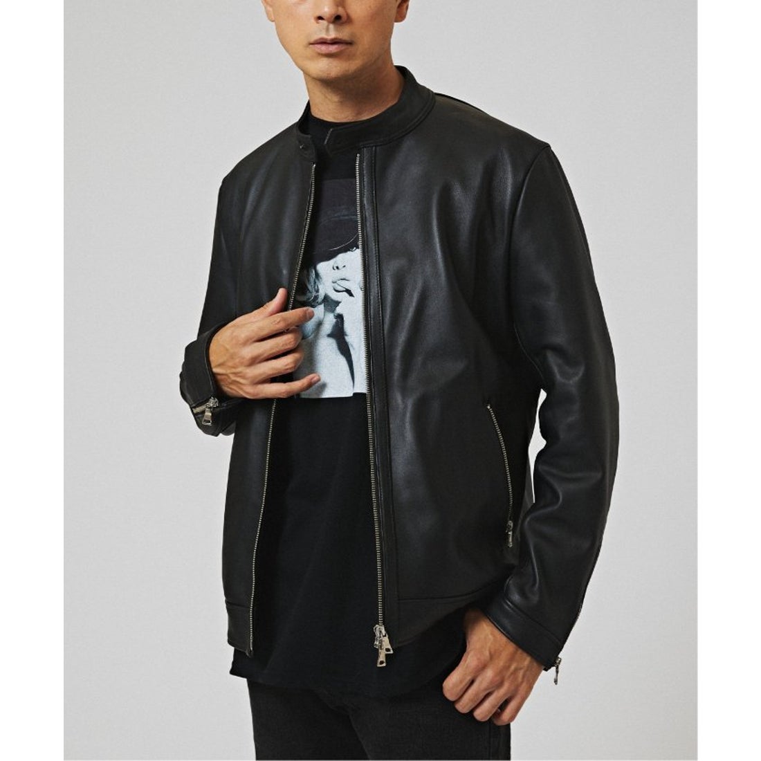 エディフィス EDIFICE ナッパレザー シングルレザーライダース