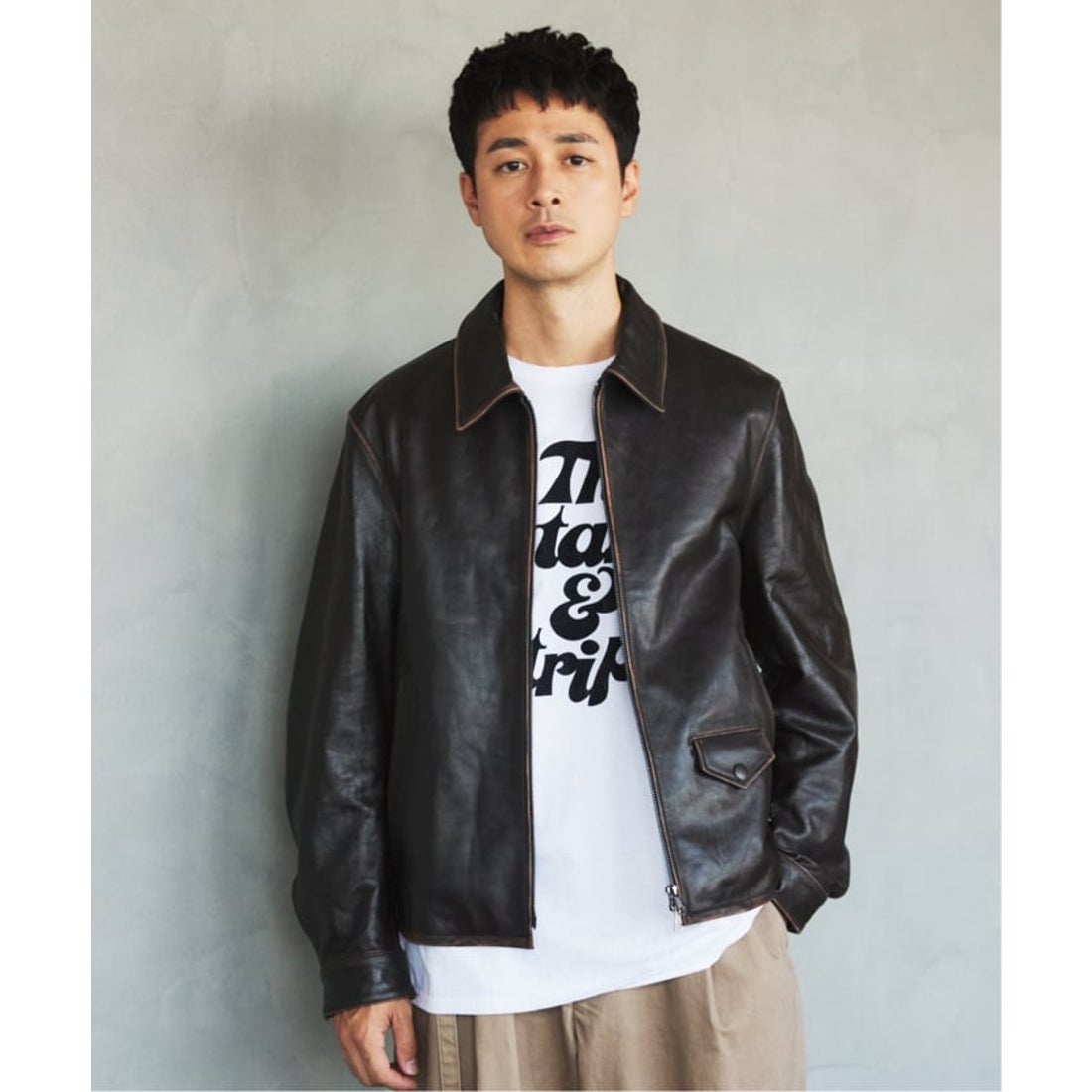 エディフィス EDIFICE ラムレザー フレンチアンティーク ライダース