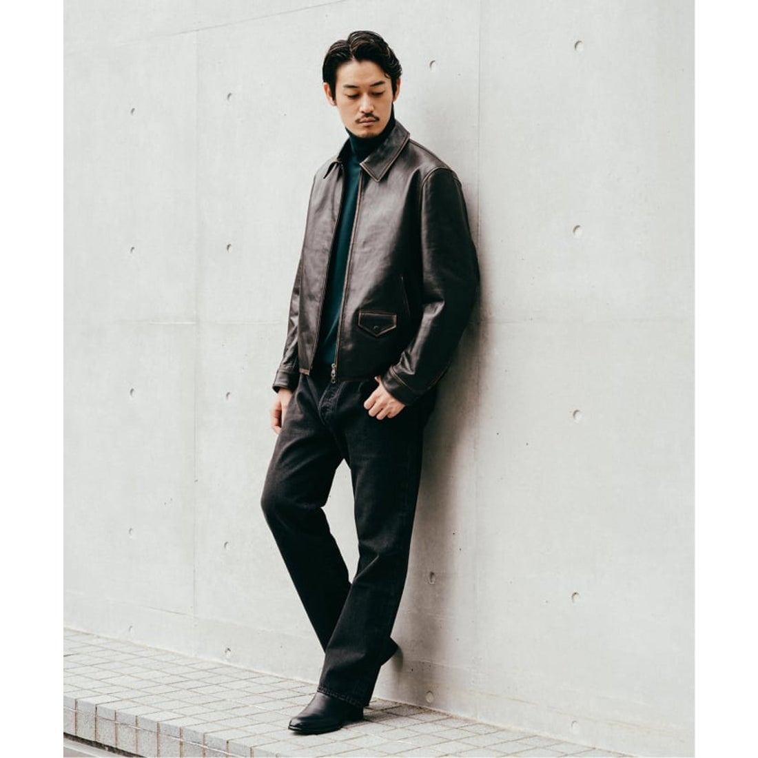 エディフィス EDIFICE ラムレザー フレンチアンティーク ライダース