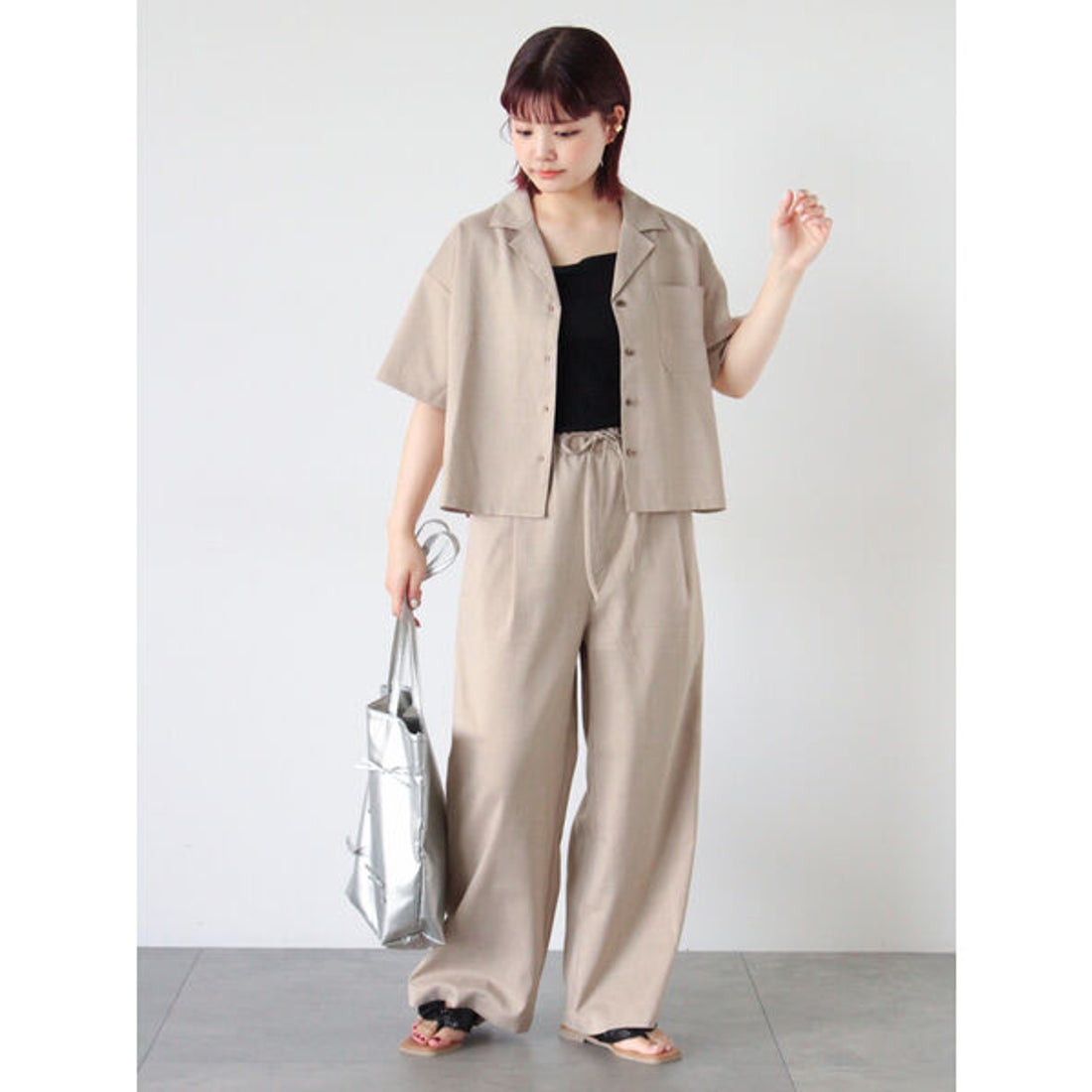 epa エパ ツイルワイドパンツ ベージュ オフィシャルサイト限定