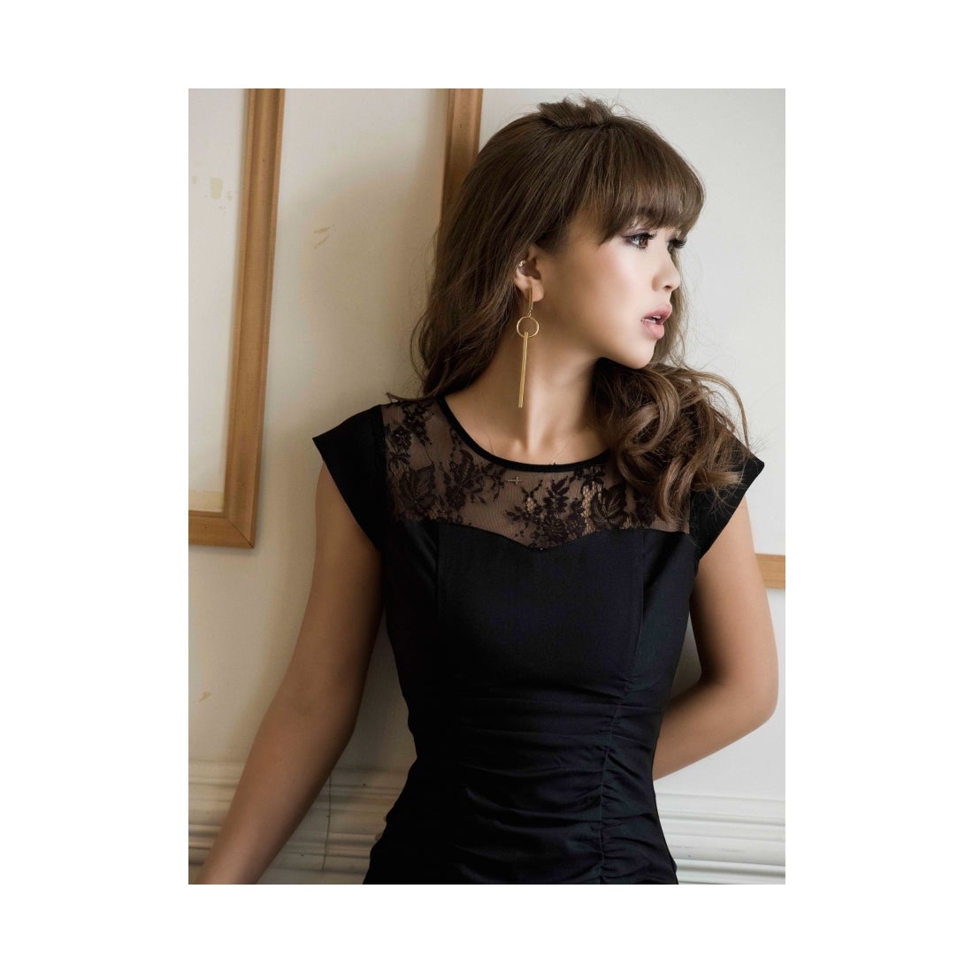 EIMY ISTOIRE eimy istoire ワンショルダーフリルドレス ブラック