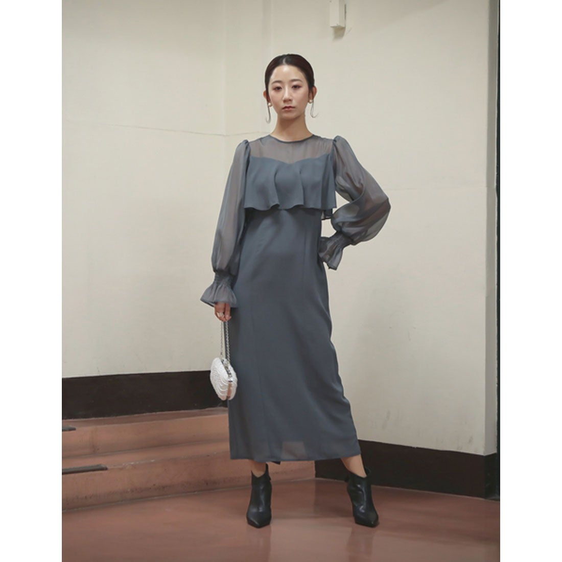 エピック デイ epic day ボリュームスリーブシフォンロングドレス