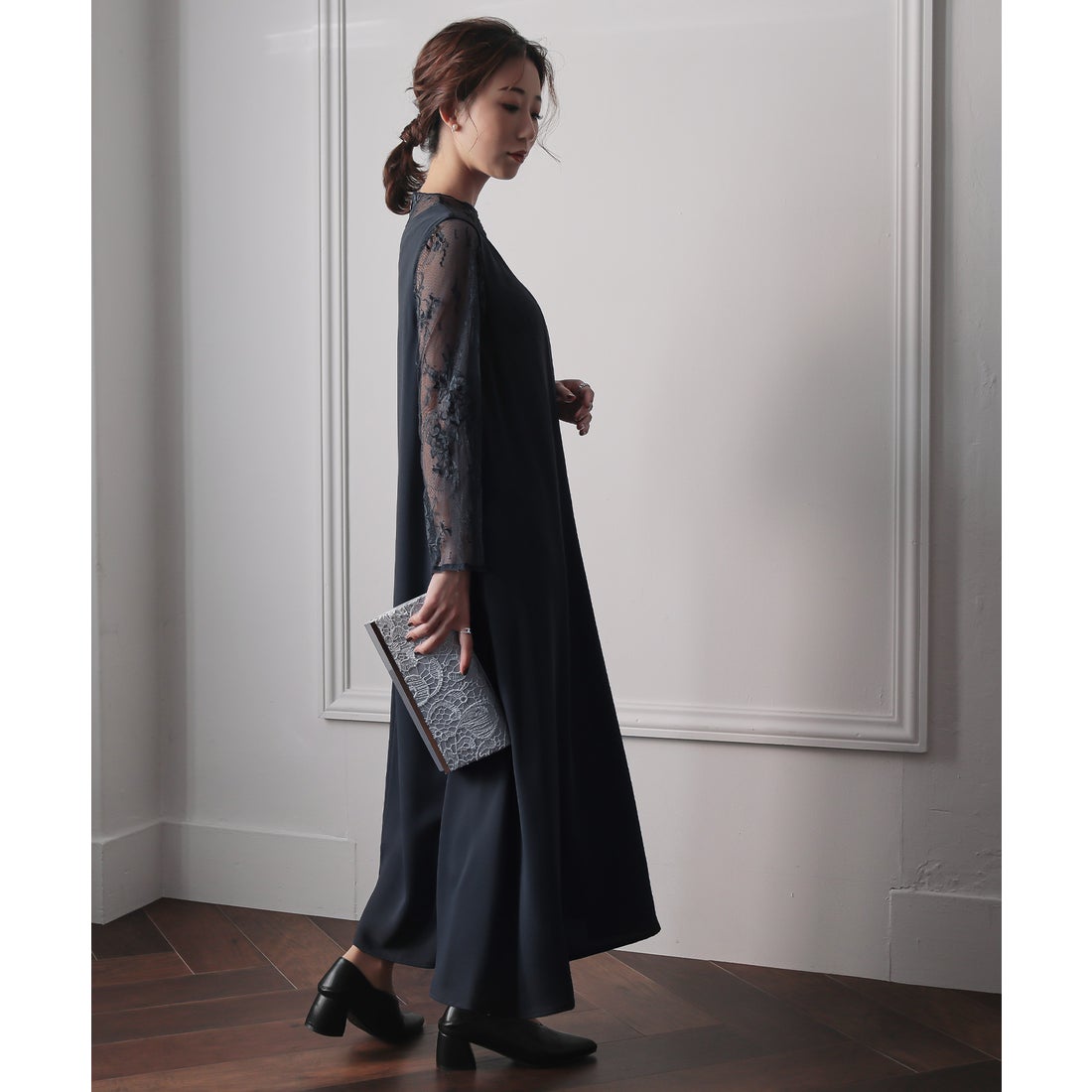 最新 epic day メローレースAラインロングドレス ブラック S 楽天市場