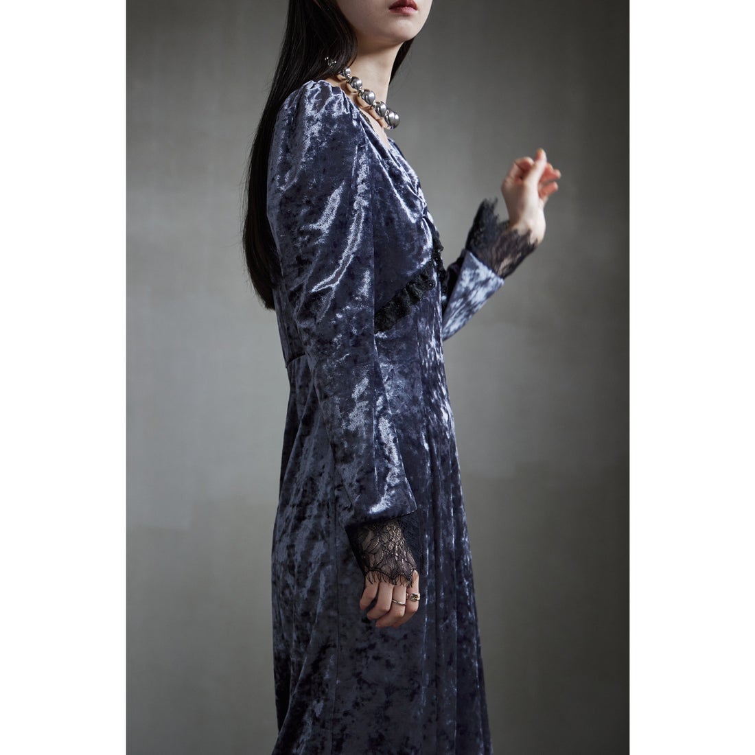 etollベロアオケージョンドレス ベロアロゼットフレアドレス