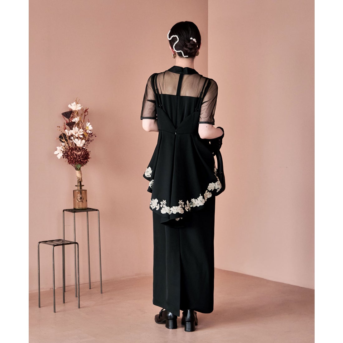 エトル etoll. 刺繍ペプラムビスチェ＆Iラインドレスセットアップ