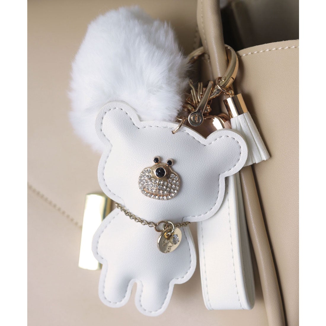 フロージュ florge キュートベア＆ポンポンファーバッグチャーム