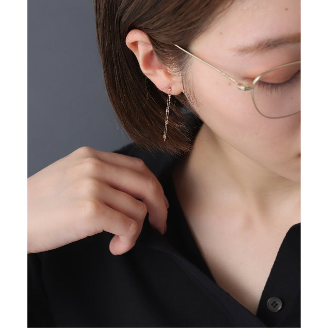 リラ Lilas キャビアチェーンピアス K10(両耳) （ゴールド