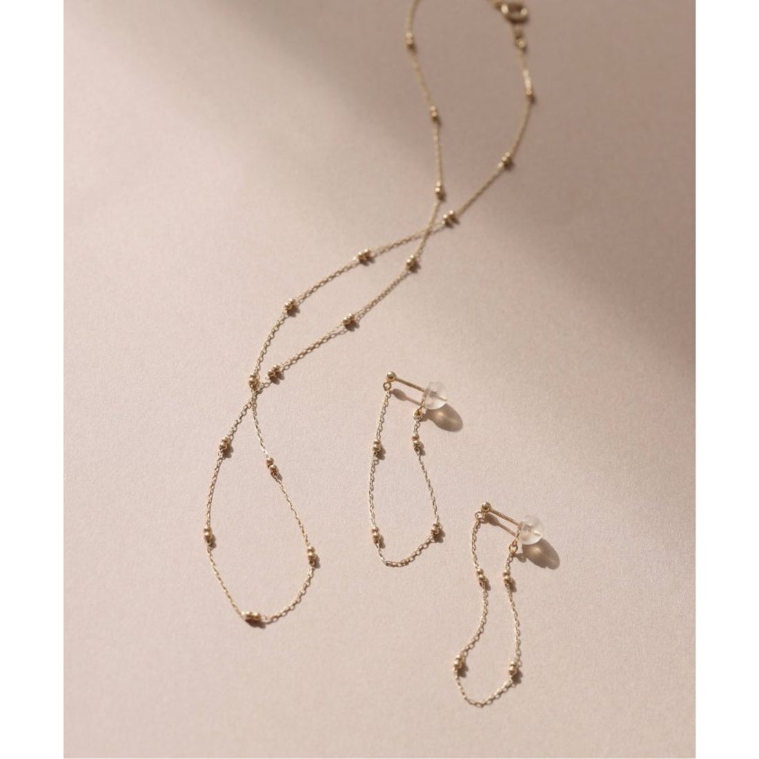 リラ Lilas キャビアチェーンピアス K10(両耳) （ゴールド