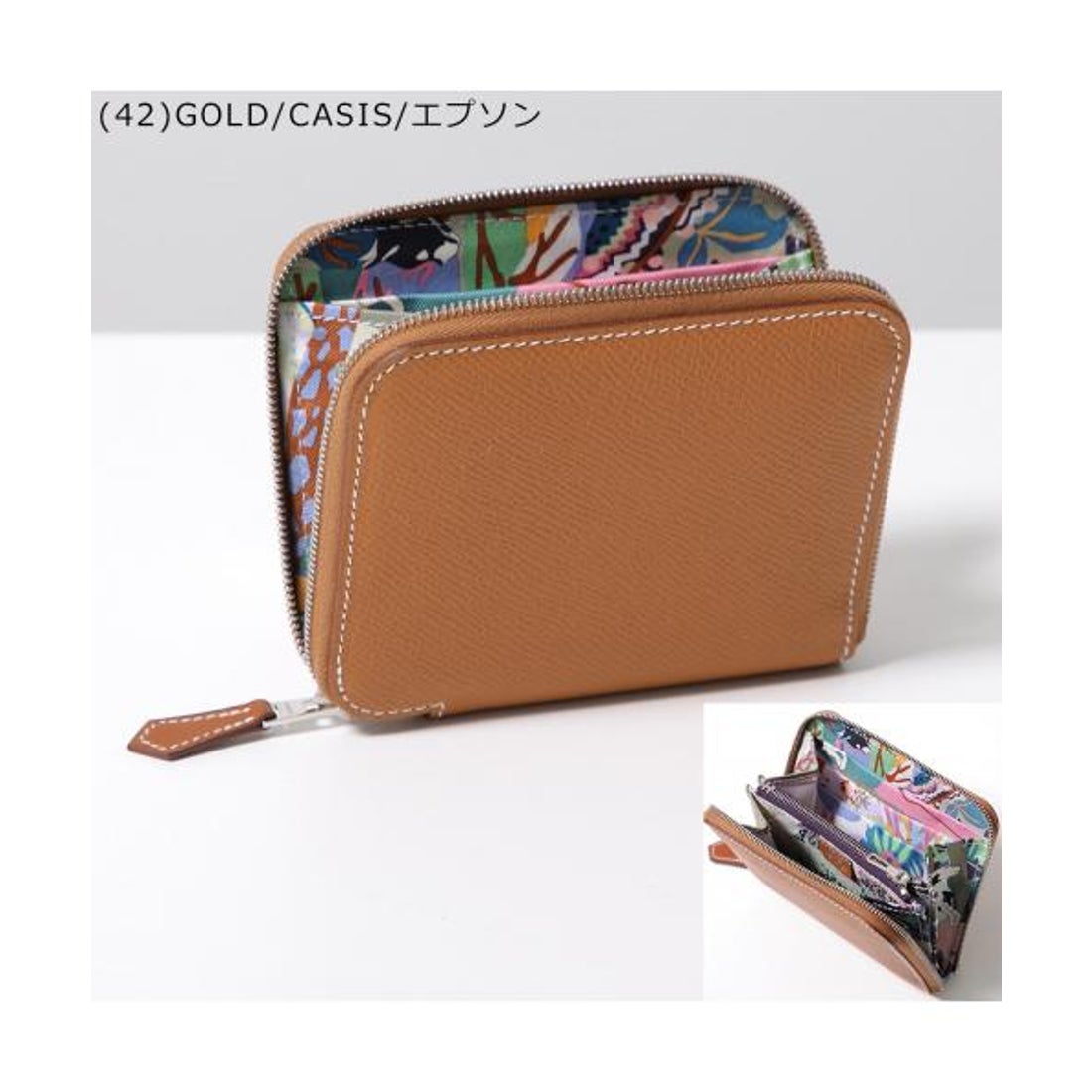 エルメス Hermes HERMES 二つ折り財布 AZAP SILKIN COMPACT レザー