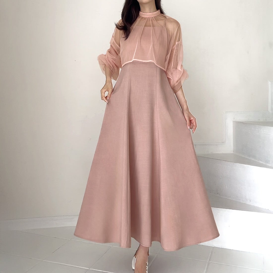 ジュノア JUNOAH チュールボレロ＋フレアキャミワンピース セット