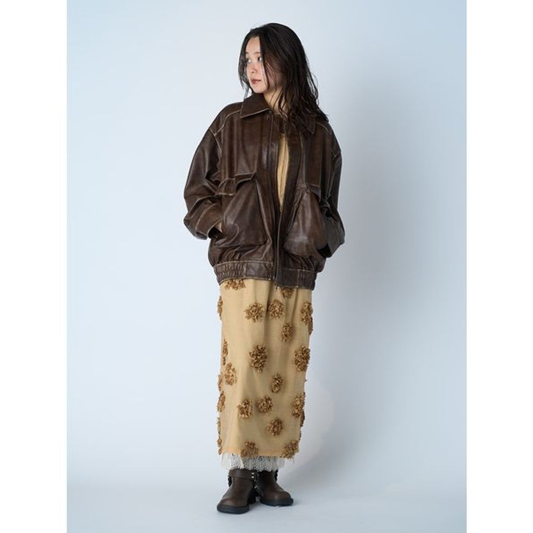 リリーブラウン LILY BROWN ヴィンテージレザーブルゾン （PNK） -靴