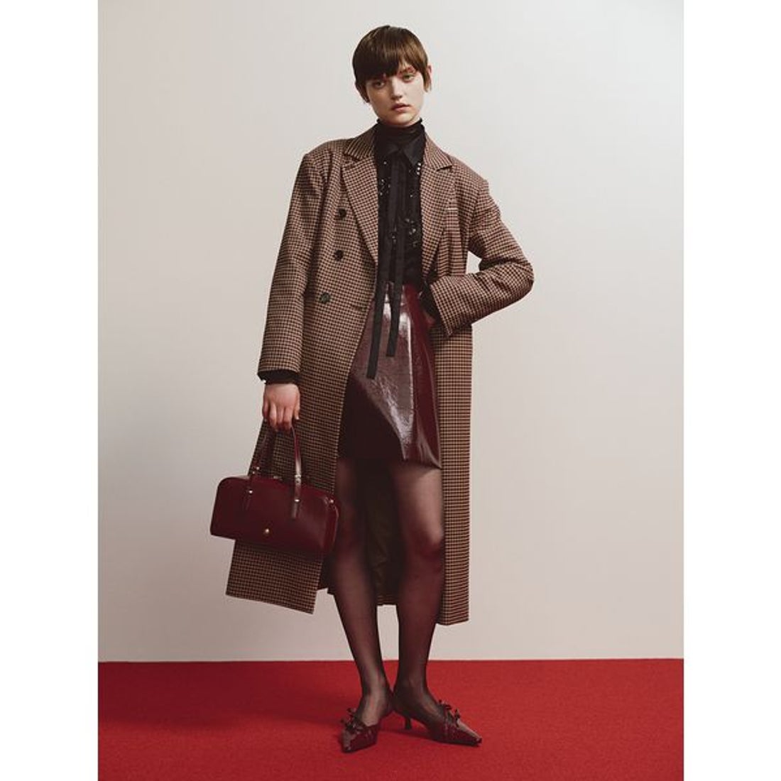 リリーブラウン LILY BROWN ダブルブレストロングコート （CHECK