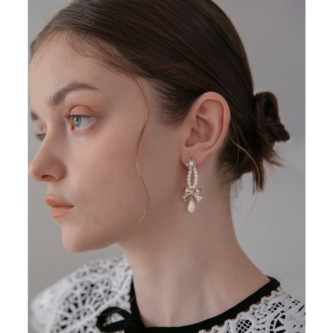 レジャ Leja ゴールドリボンモチーフパールピアス結婚式 パーティー