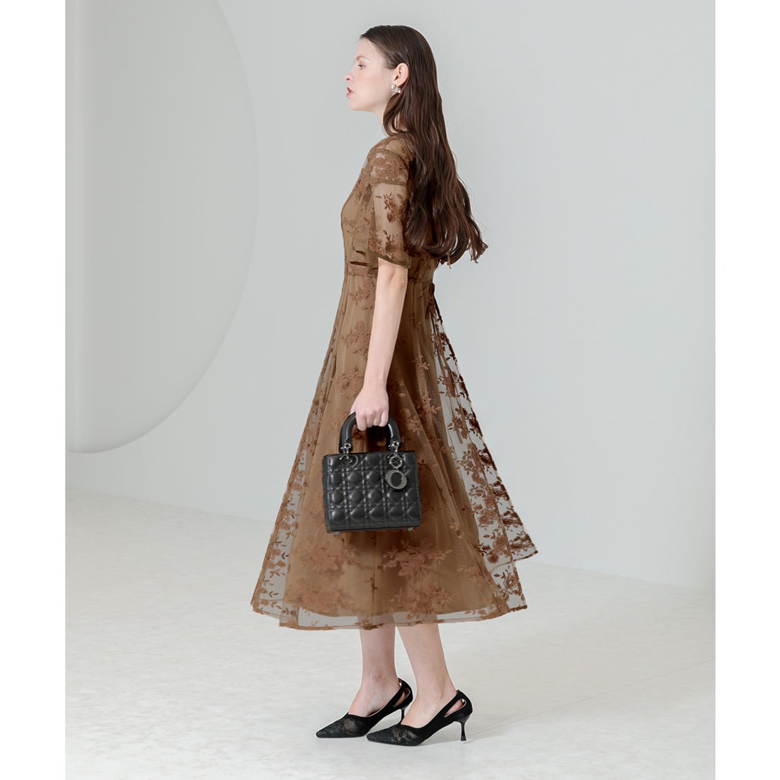 LEJA 花柄後ろリボン半袖キャミワンピースセットアップドレス L Leja