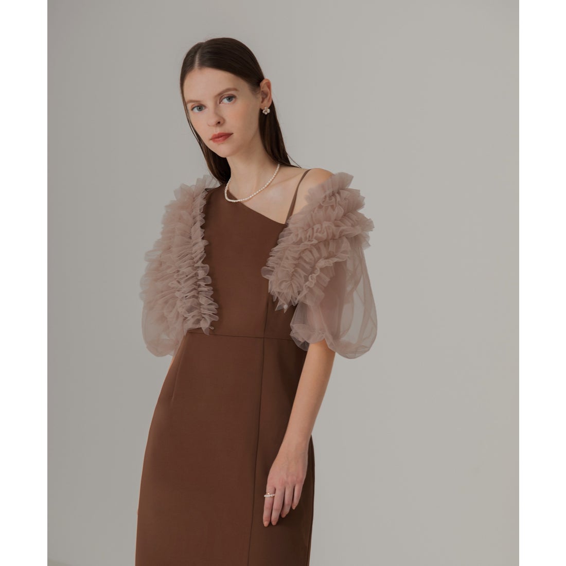 レジャ Leja 4wayチュールフリルボレロアシンメトリーIラインドレス