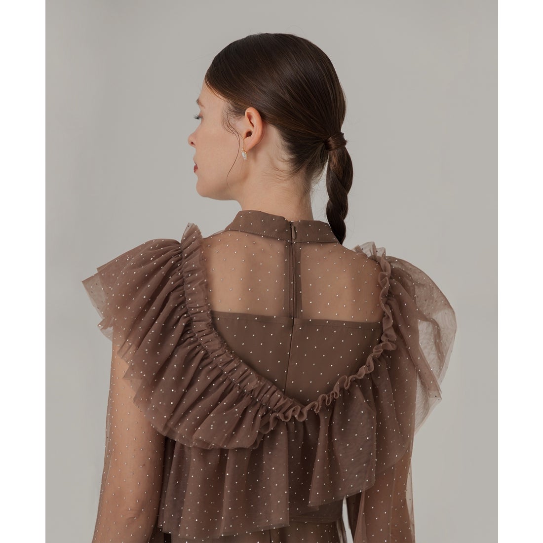 レジャ Leja 2wayドットストーンギャザーチュールAラインドレス