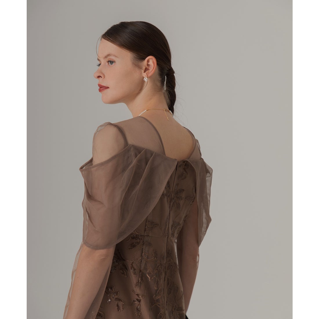 レジャ Leja チュールロングスリーブリーフIラインドレスワンピース