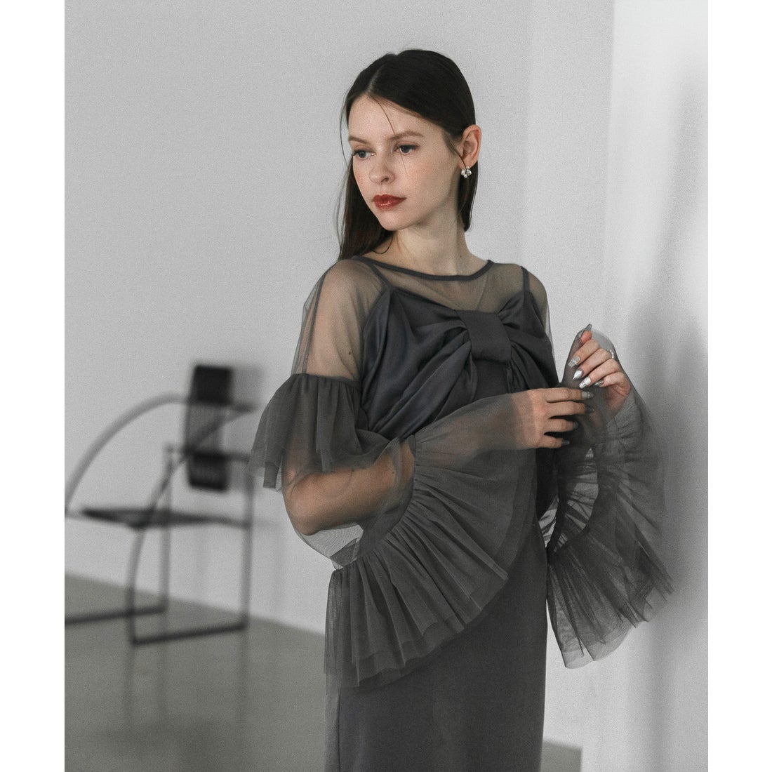 レジャ Leja 2WAYフロントリボンビスチェチュールベロアIラインドレス