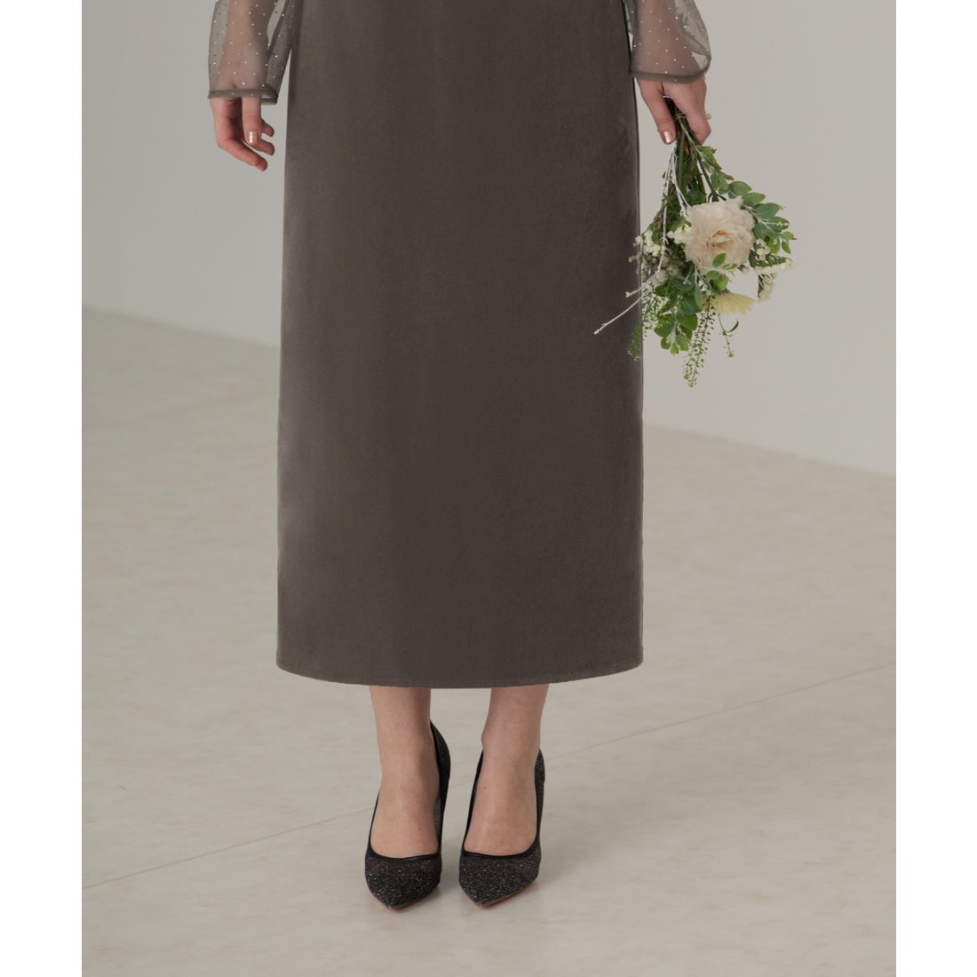 レジャ Leja 2WAYリボンビスチェドットストーンベロアIラインドレス