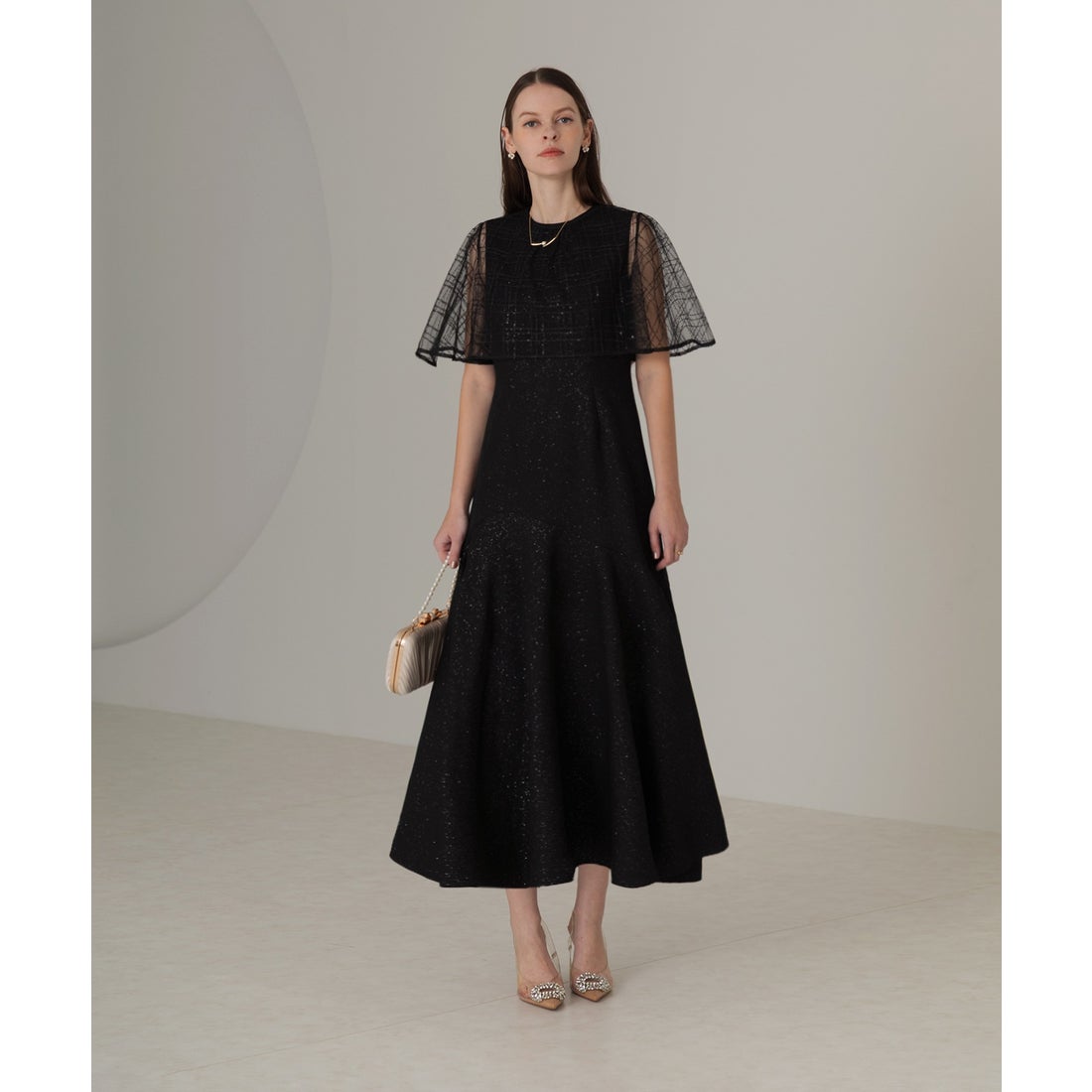 レジャ Leja チェックスパンコールボレロラメマーメイドフレアドレス