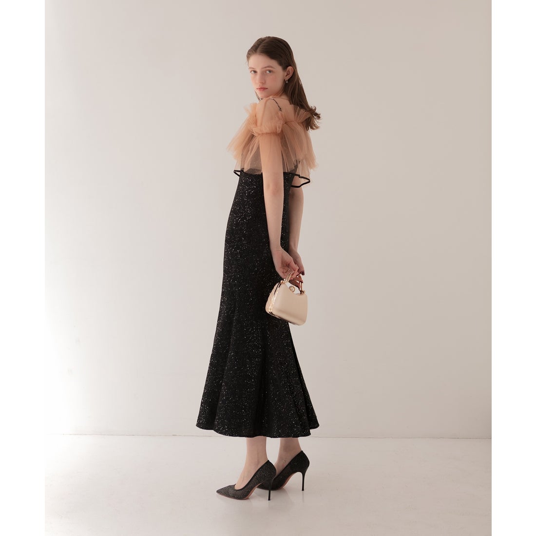 新品 LEJA チュールフリルボレロペイントマーメイドドレス M