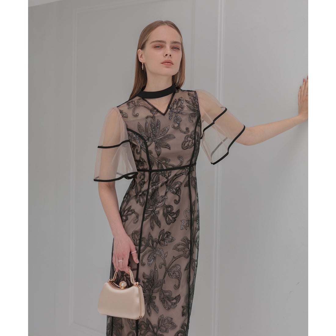 スパンコールビジューボレロマーメイドワンピースドレス結婚式二次会