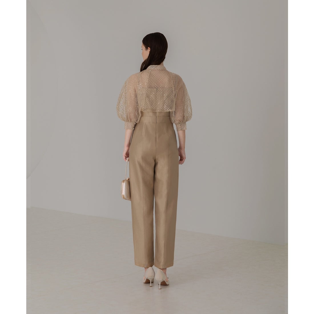 レジャ Leja ドット柄スパンコールパフスリーブボレロオールインワン