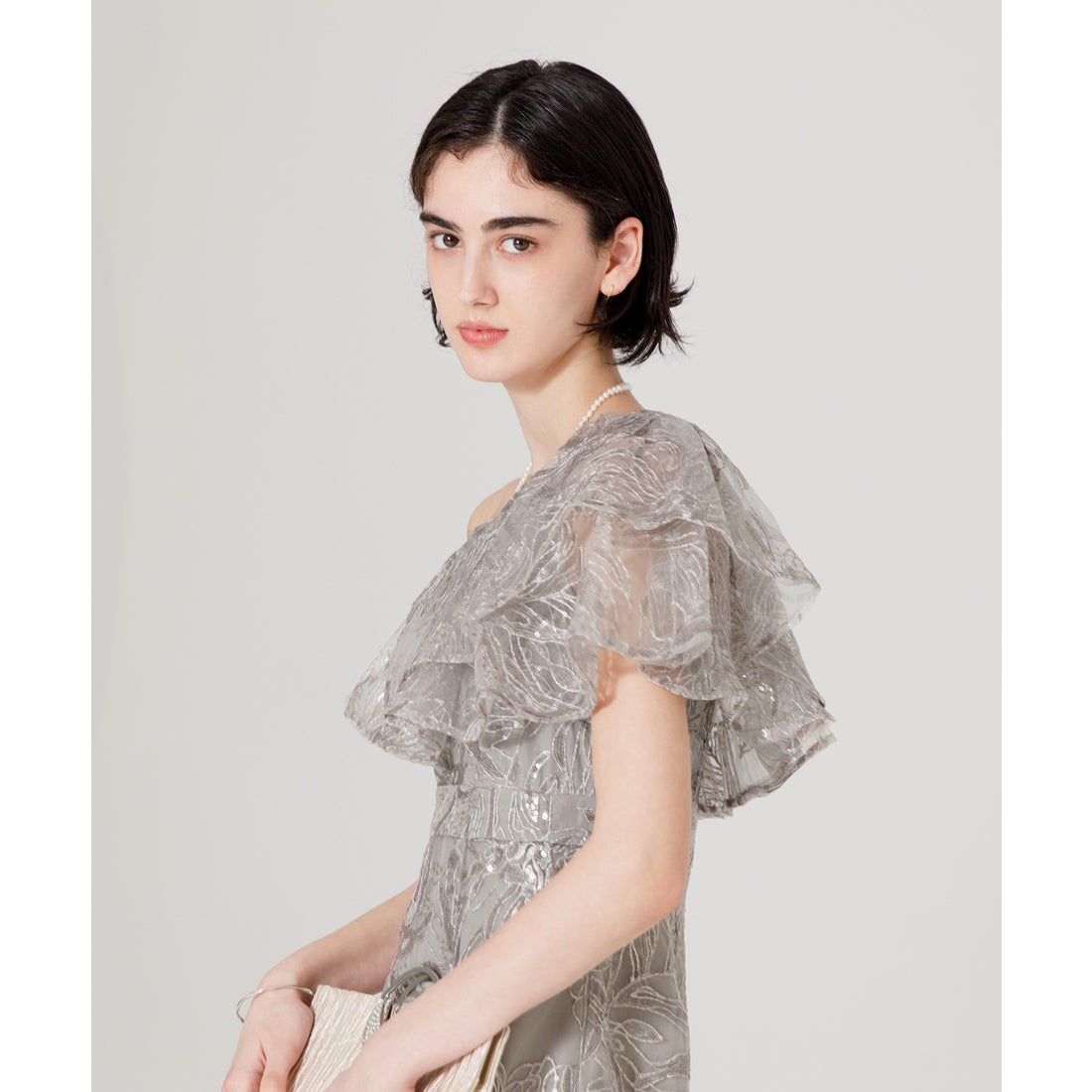 レジャ Leja フリルオフショルダースパンコールウェストマークスリット