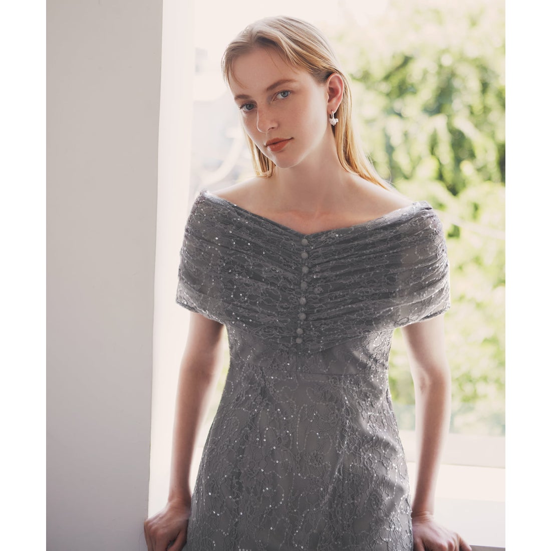 Leja レジャ 2WAYレース花柄オフショルダースパンコールマーメイド