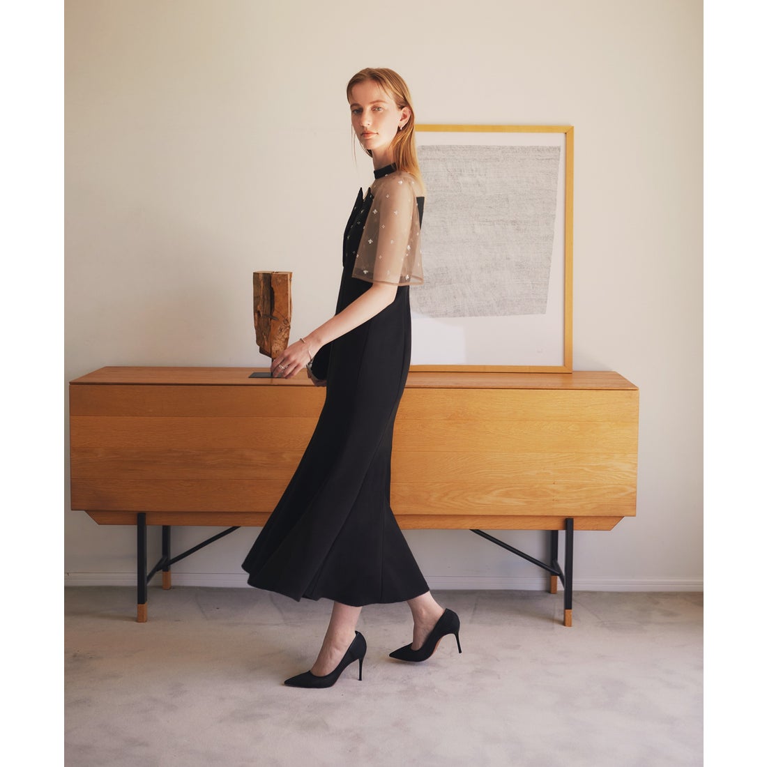 レジャ Leja 花柄ストーンスパンコールチュールオーバーラップ