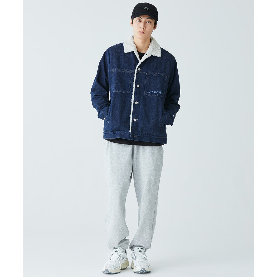 ラコステ LACOSTE ボアライニングデニムジャケット（ブラック