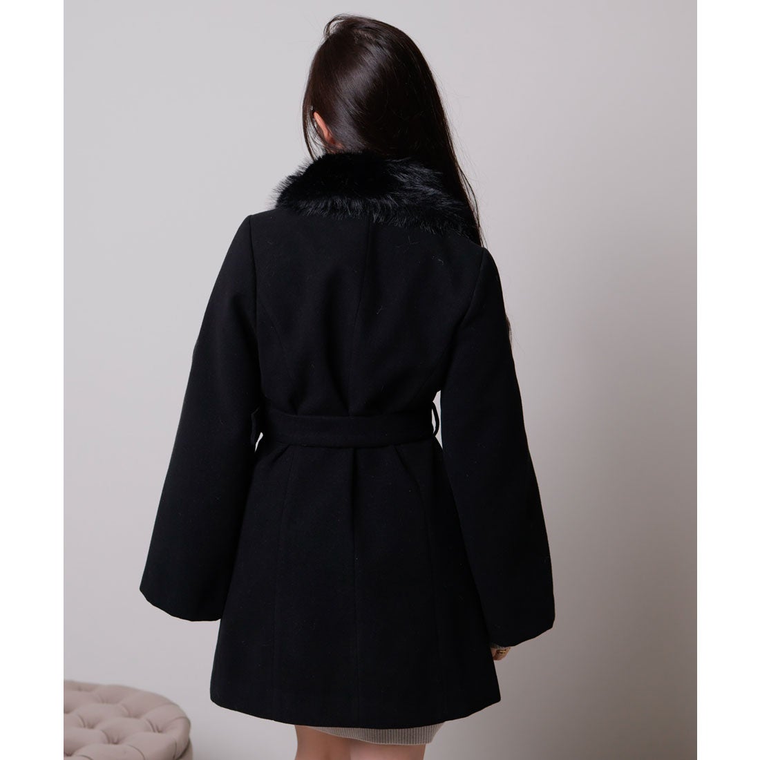 LIP SERVICE スリットスリーブファーカラーコート