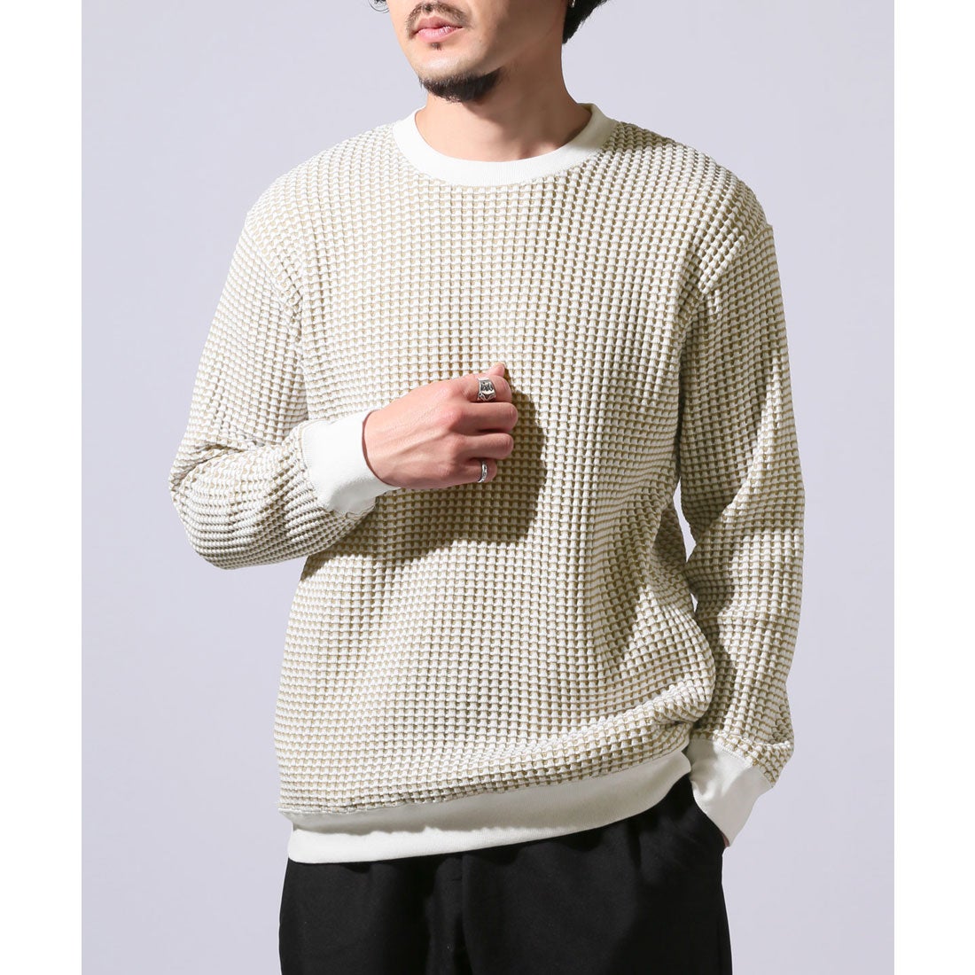 ラグスタイル LUXSTYLE ツートンカラーワッフルロンT/長袖Tシャツ