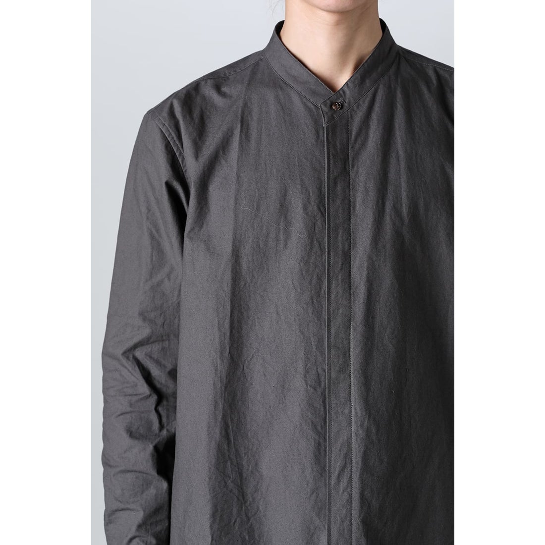 NOUSAN Band Collar Center Seam Shirt （Gray） - Osaka / Kyoto