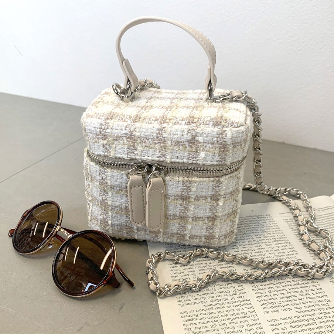 ノンヘッジ non-hedge ツイードバニティミニショルダーバッグ