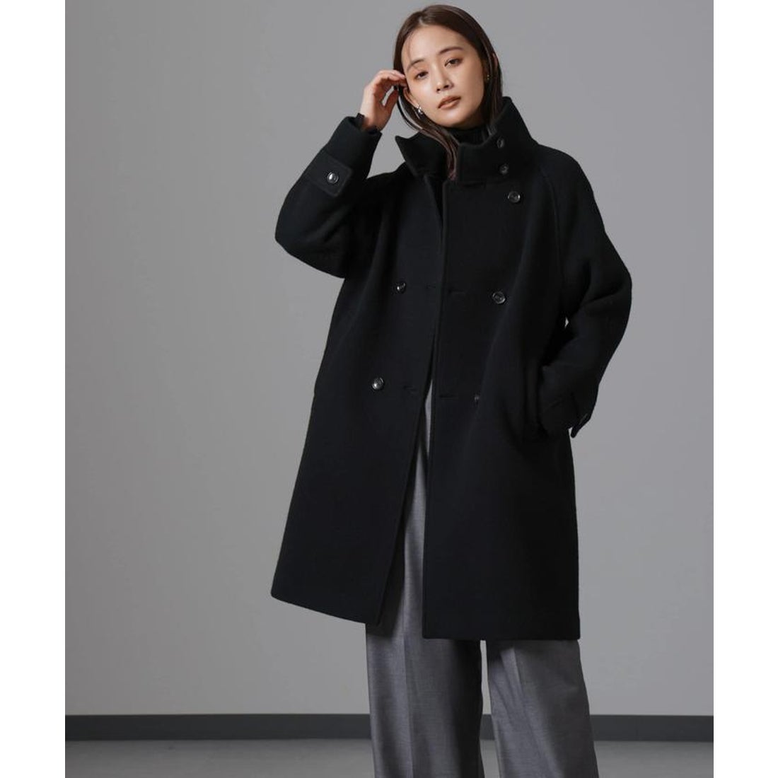 ナノ・ユニバース NANO universe ウールカシミヤスタンドカラーコート