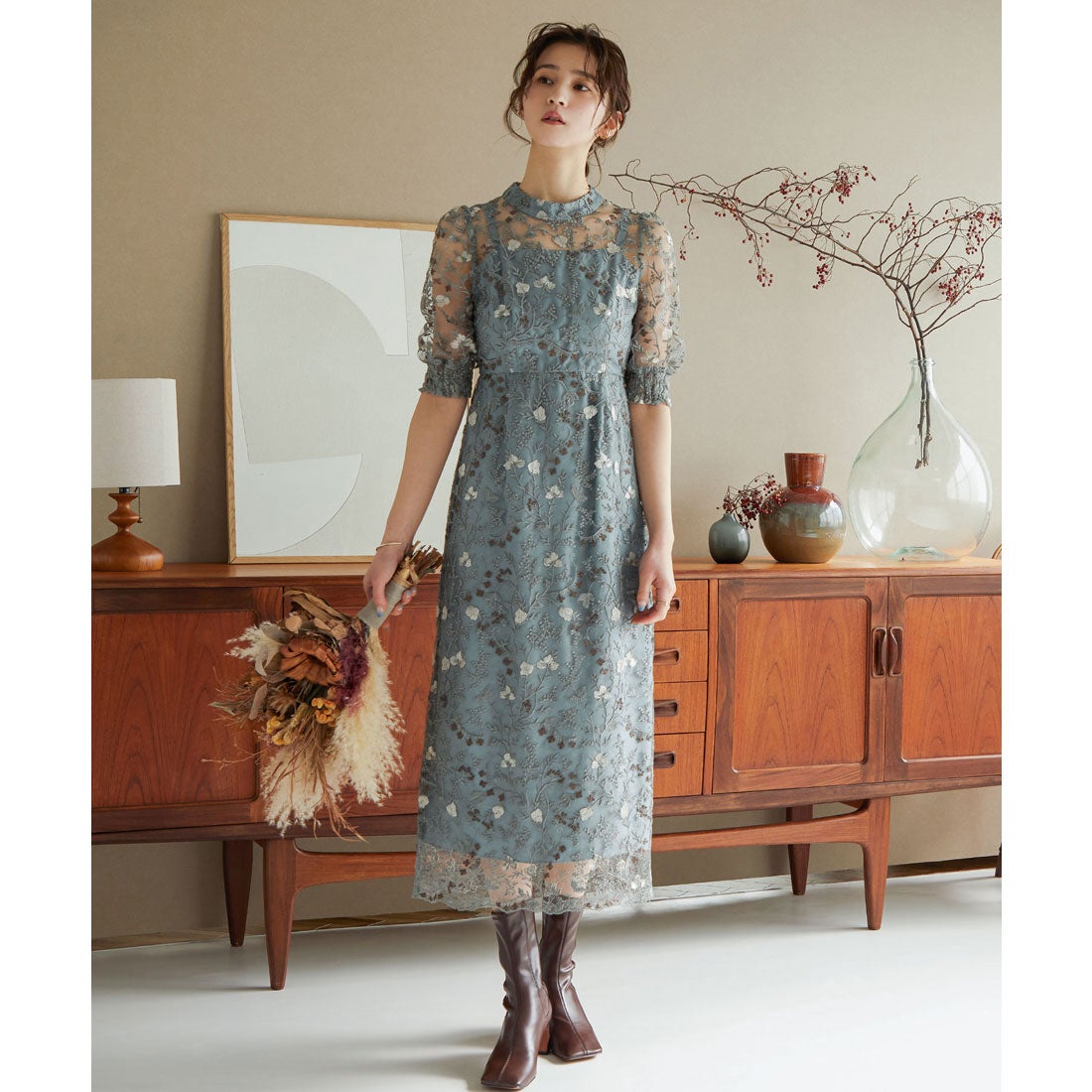 欧米アンティーク キャリックマクロスレース刺繍チュール パーティー