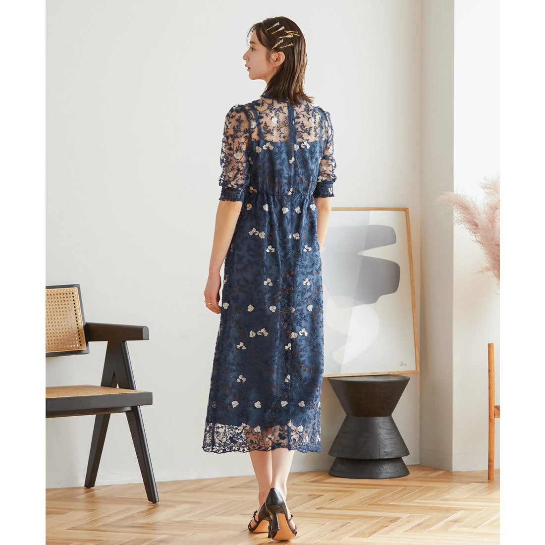 ニアナ niana アンティーク刺繍レースワンピースパーティードレス