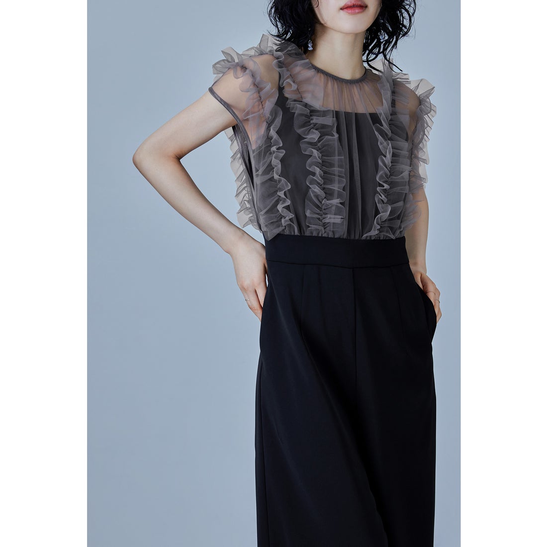 ニアナ niana チュールドッキングパンツドレス オールインワン