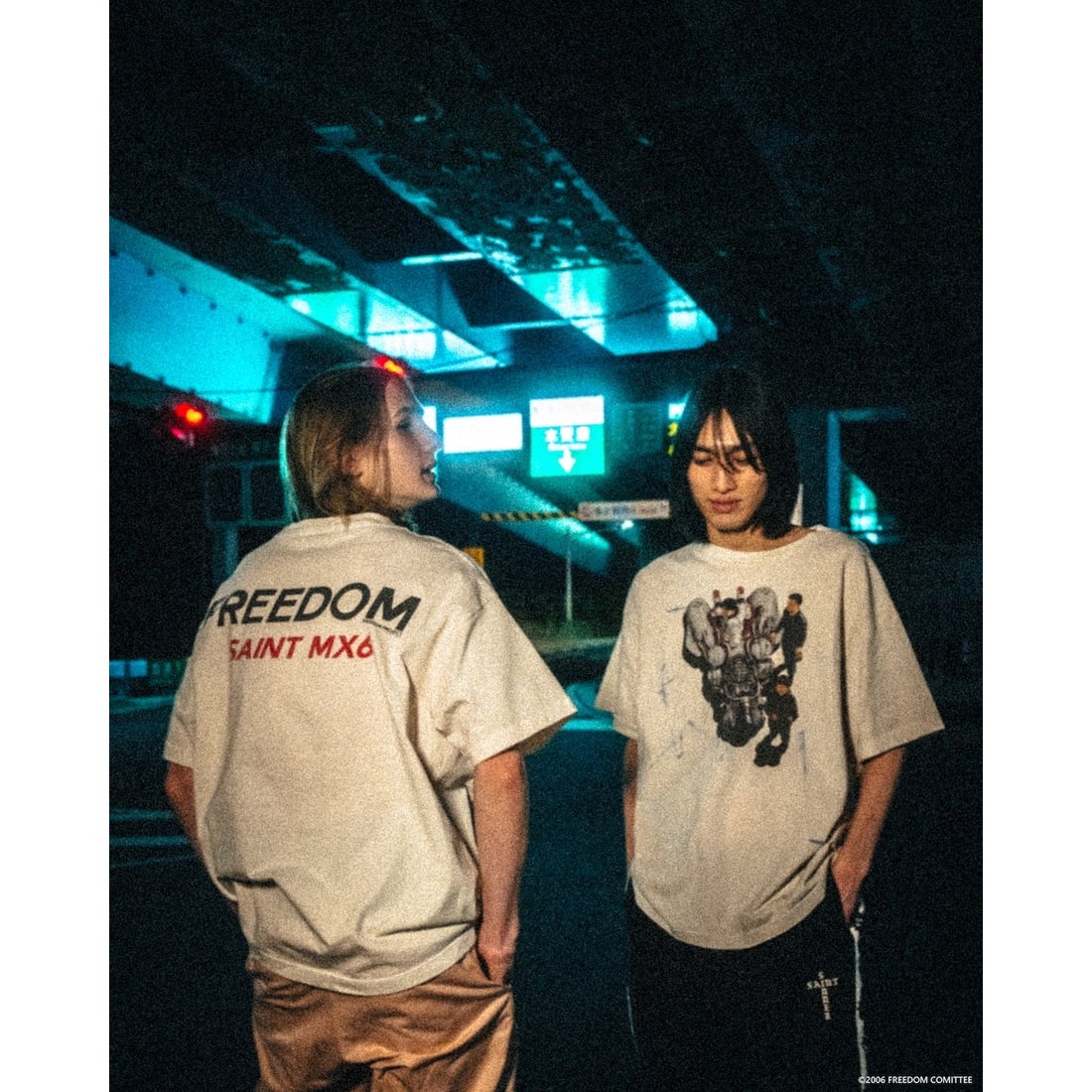 SAINT Mxxxxxx FREEDOM × SAINT Mxxxxxx BIKE Short sleeve T-shirt