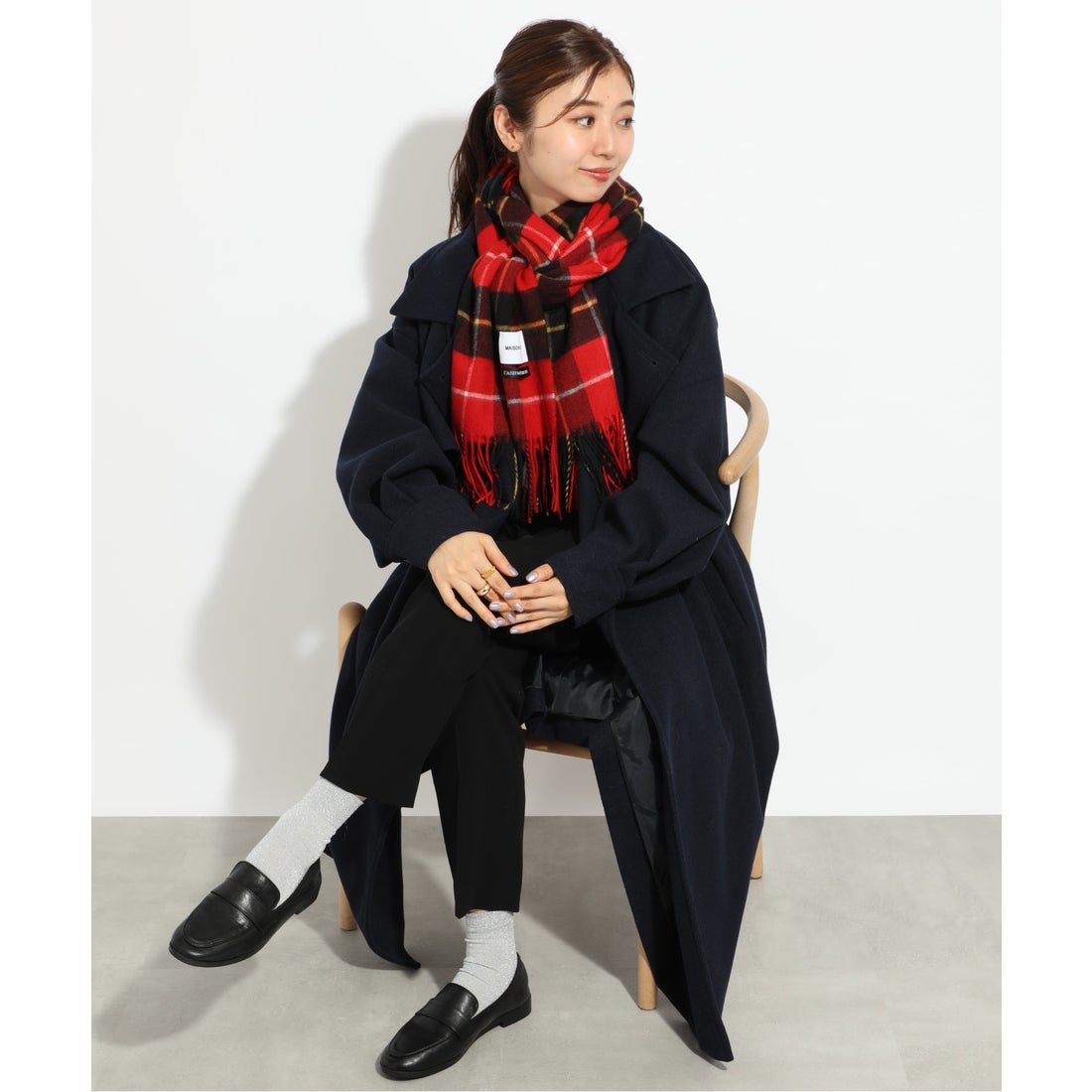 セットアップセブン SETUP7 カシミア100% チェック マフラー 大判