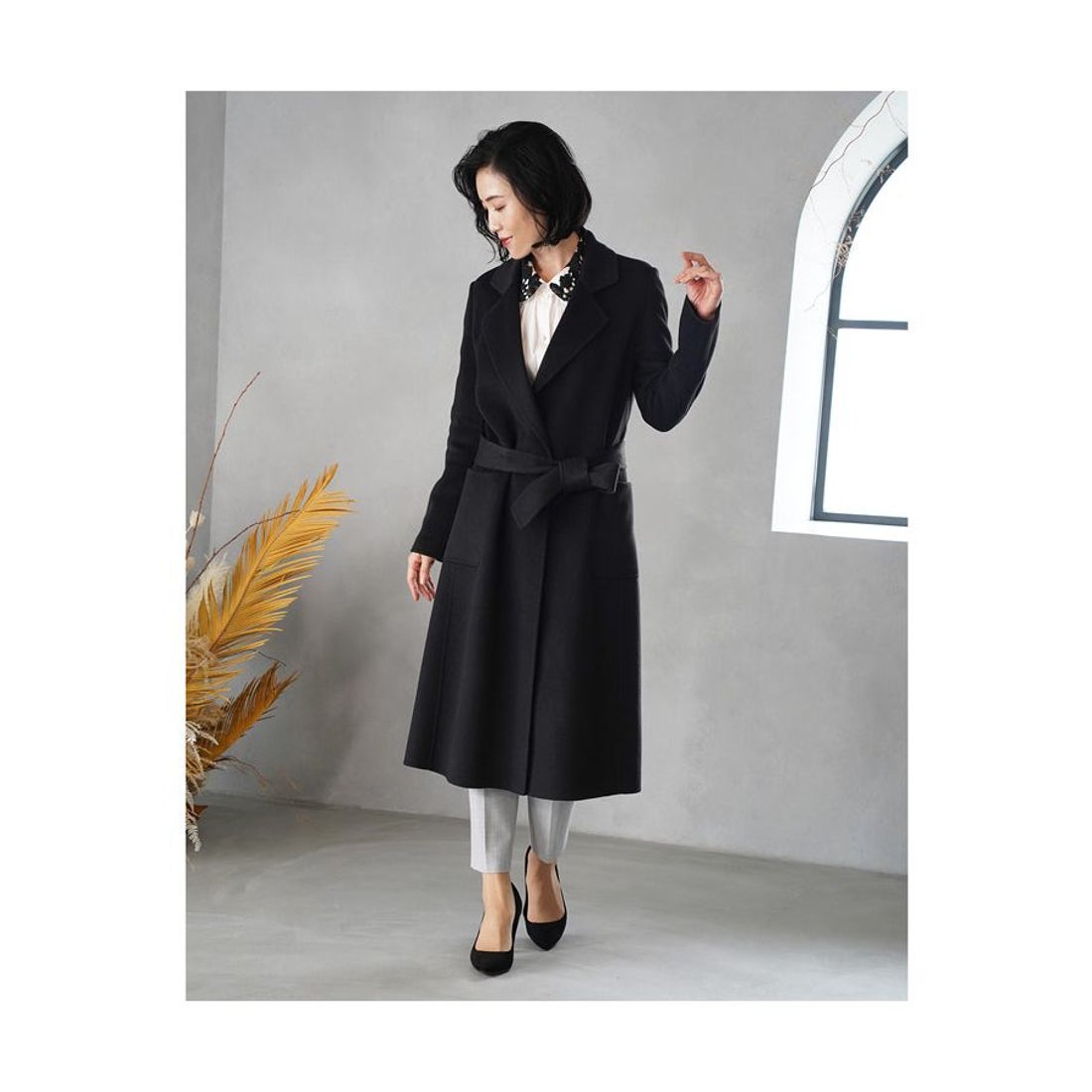 サンキョウショウカイ 三京商会 カシミヤ ガウン ロング コート 着丈